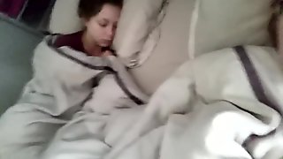 Ginger Banks Cumming Next to Her Sleeping Sister