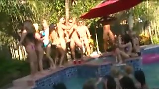 Gigolo eating girls pussy at pool party